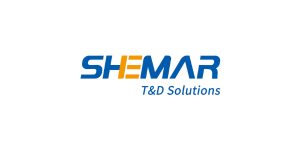 Logo with the word SHEMAR in blue and yellow gradient letters, and T&D Solutions in smaller blue text underneath, all on a black background.